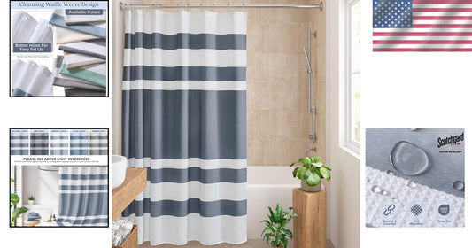 Spa-Quality Indigo Waffle Weave Shower Curtain - 72x84 Modern Bathroom Elegance