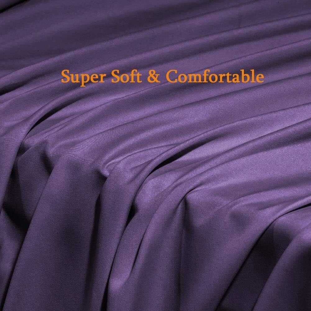 Elegant 6-Piece Purple Queen Sheet Set - Super Soft Microfiber, Dreamy Comfort