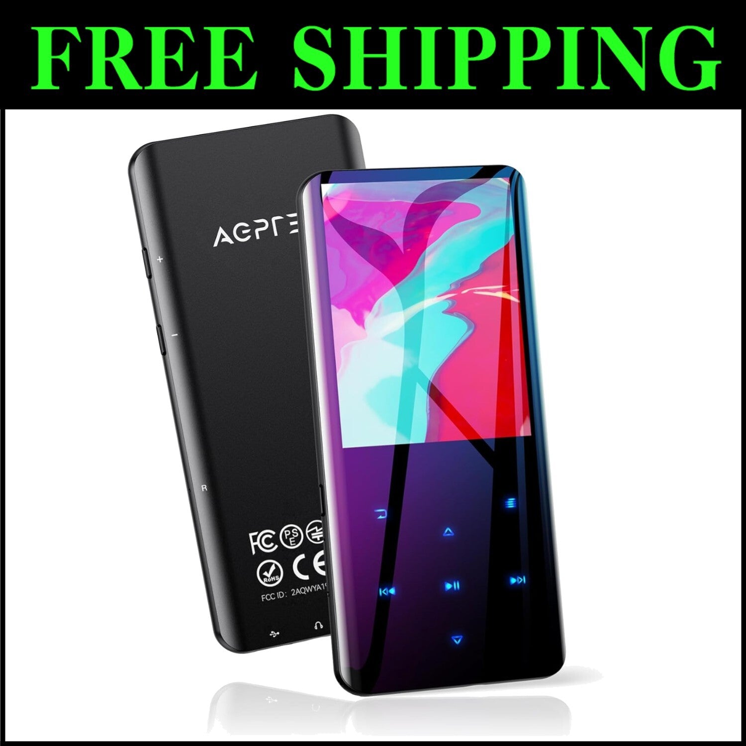 High-Capacity MP3 Player with Bluetooth, Built-in Speaker & FM Radio