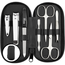 Load image into Gallery viewer, 7-Piece Stainless Steel Manicure Set in Nappa Black Leather - Made in Solingen