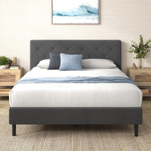 Load image into Gallery viewer, Stylish Full Platform Bed Frame - Woven Fabric Upholstery &amp; Strong Support
