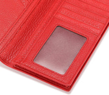 Load image into Gallery viewer, Luxury Bifold Wallet in Pebbled Red Italian Calfskin with 15 Card Slots