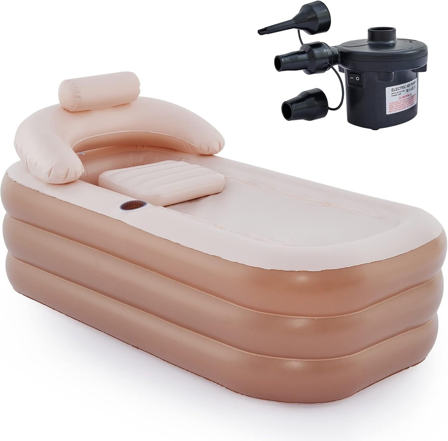 Portable Inflatable Bathtub with Electric Pump & Pillow - Indoor/Outdoor Spa