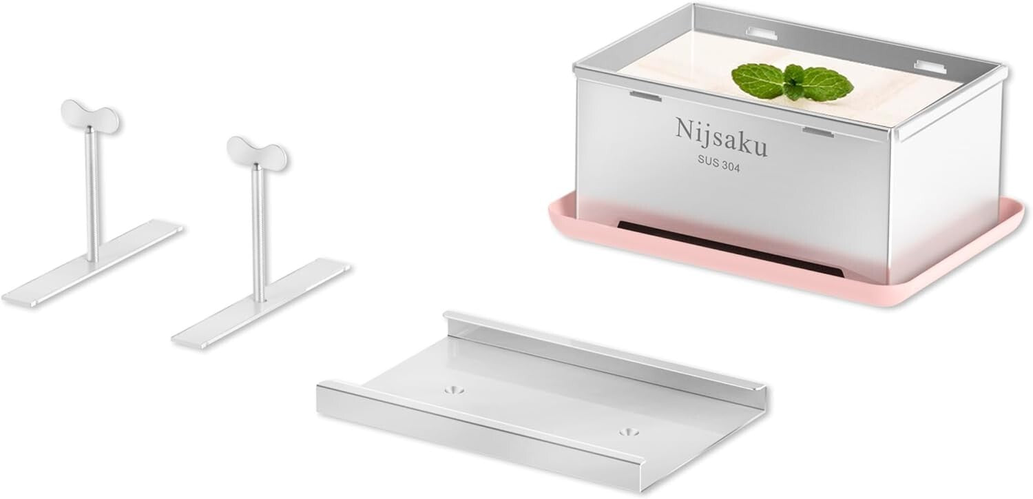 304 Stainless Steel Vegan Cheese Press with Drip Tray & Tofu Press Towel