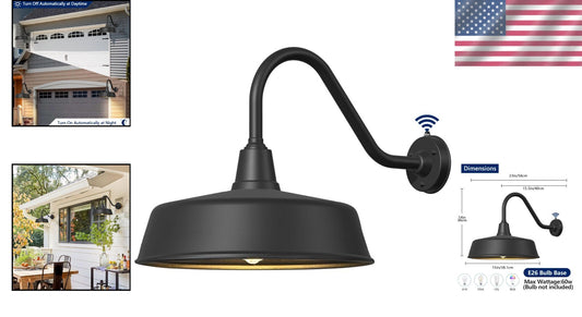 Durable 15" Waterproof Gooseneck Barn Light with Remote and Touch Control