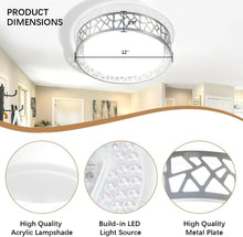 Load image into Gallery viewer, Modern 12 Inch Brushed Nickel Flush Mount Light Fixture - Dimmable LED Design