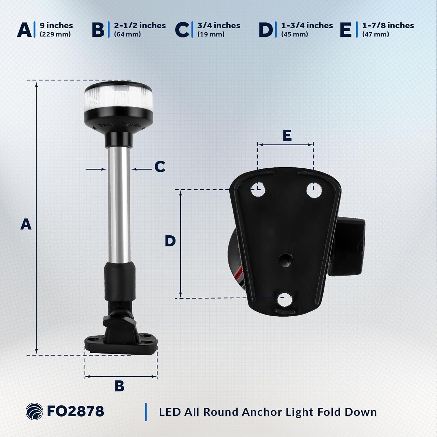 Bright 9-Inch LED Anchor Light with Clear Lens - Certified for Safe Navigation