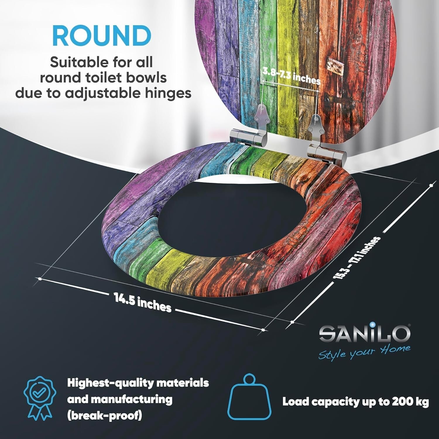Eye-Catching Rainbow Toilet Seat – Soft Close, Quick Installation, Round