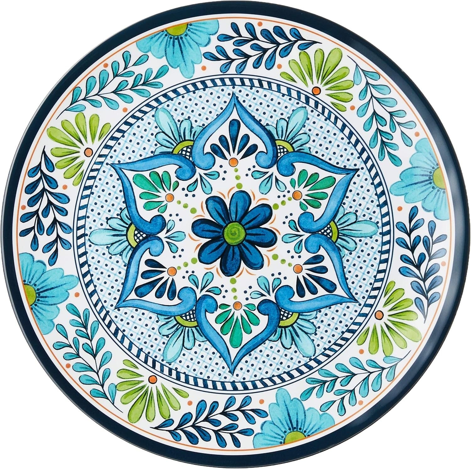 Lightweight Shatterproof 12-Piece Dinnerware Inspired by Classic Talavera Design