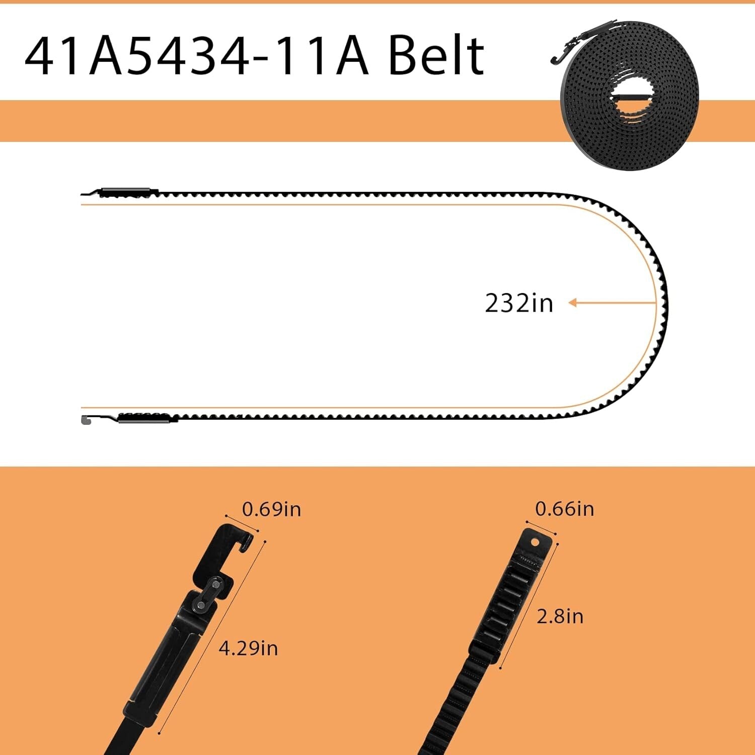 Durable and Safe 232-Inch Garage Door Belt Compatible with Liftmaster Models