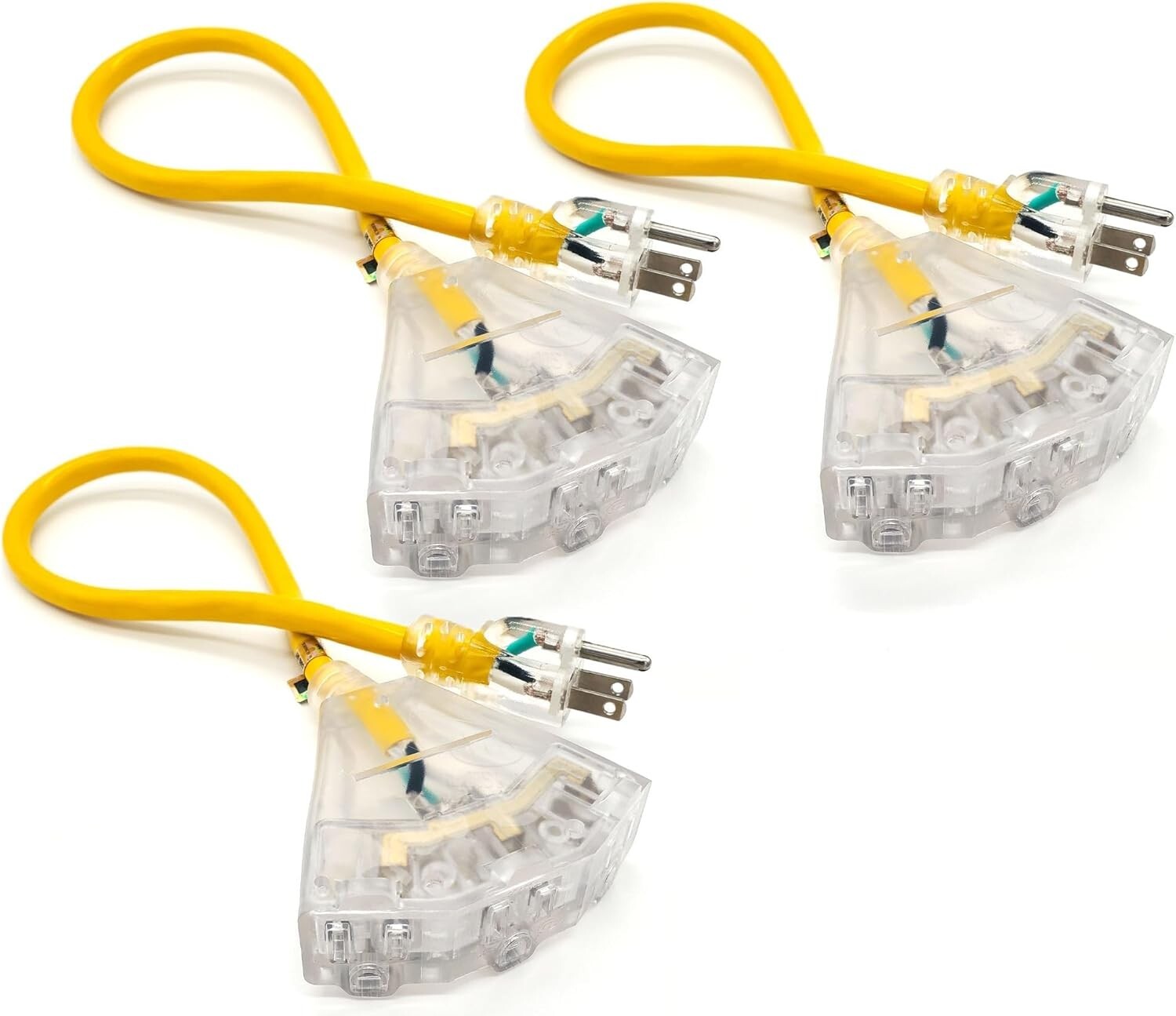 Compact 2 ft Heavy Duty 12-Gauge Extension Cords - 3 Pack, Flexible and Reliable