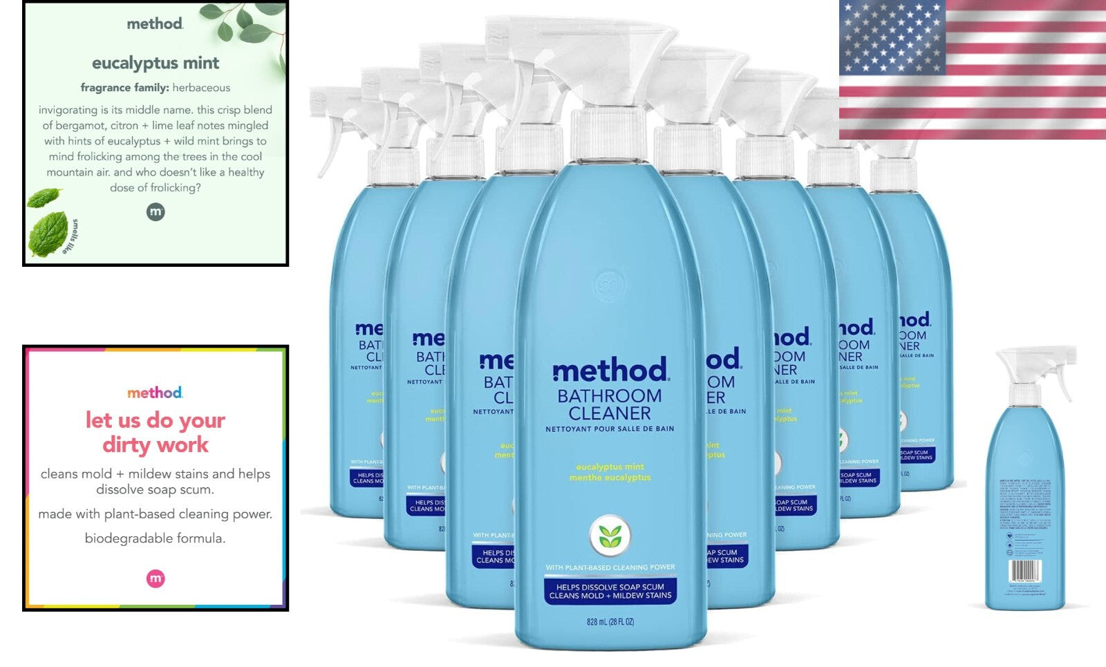 Cruelty-Free Eucalyptus Mint Bathroom Cleaner - 8 Bottles of Eco-Friendly Power