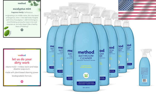 Cruelty-Free Eucalyptus Mint Bathroom Cleaner - 8 Bottles of Eco-Friendly Power