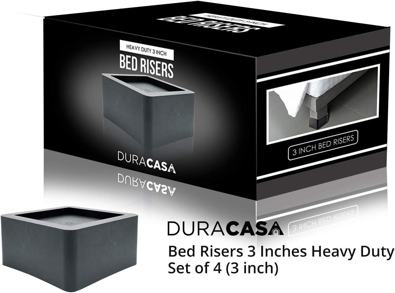 Elevate Your Bedroom with Heavy-Duty 3-Inch Bed Risers - Stylish & Functional