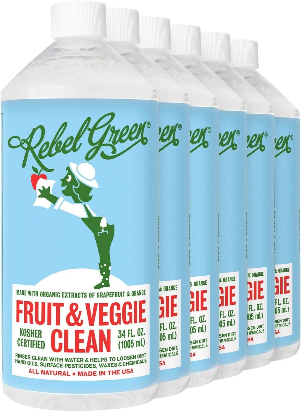 Eco-Friendly 34 oz Produce Wash Spray - Fresh Citrus Vegan Cleaner, 6-Pack