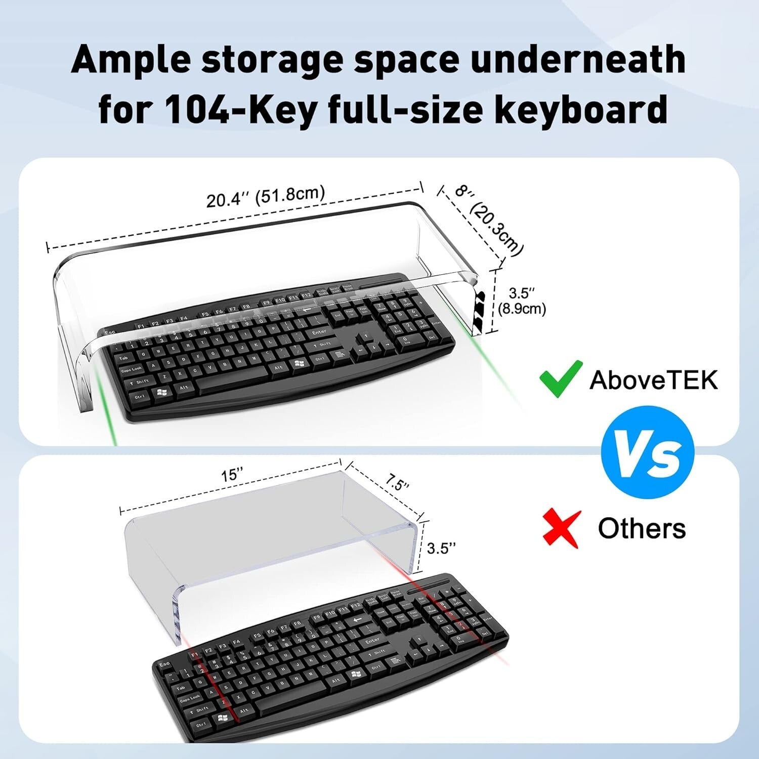 Crystal Clear Acrylic Monitor Riser - Supports Up to 50 Lbs, Multi-Purpose Use
