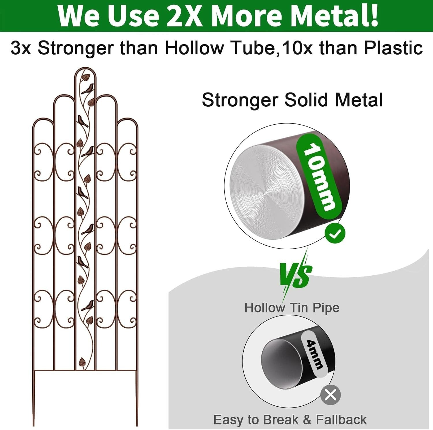 Durable & Decorative 2 Pack Garden Trellis - 71" Tall for Outdoor Beautification