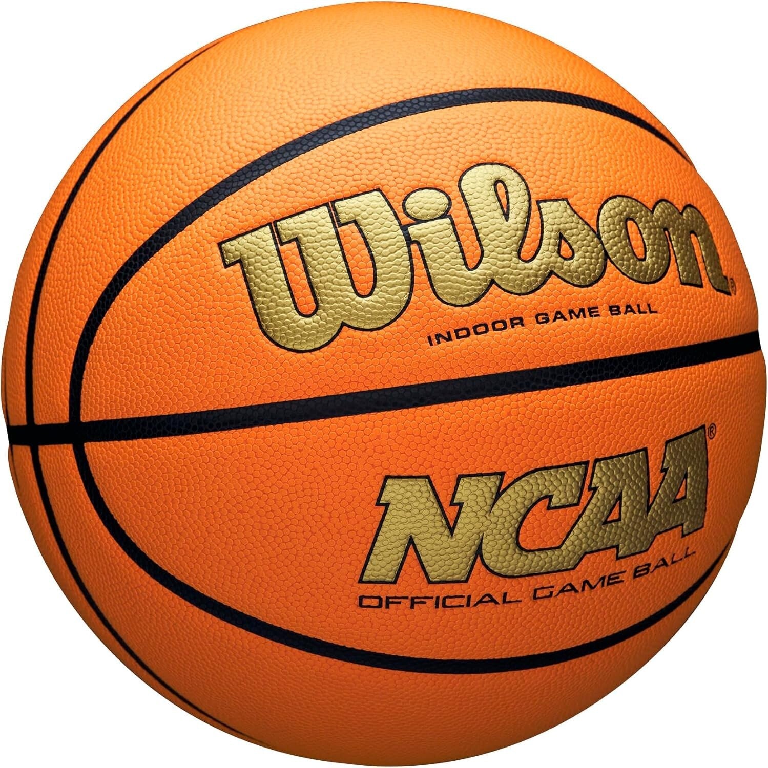 Elite NCAA Indoor Game Basketball - Size 7, Moisture-Managed Grip, Gold/Orange