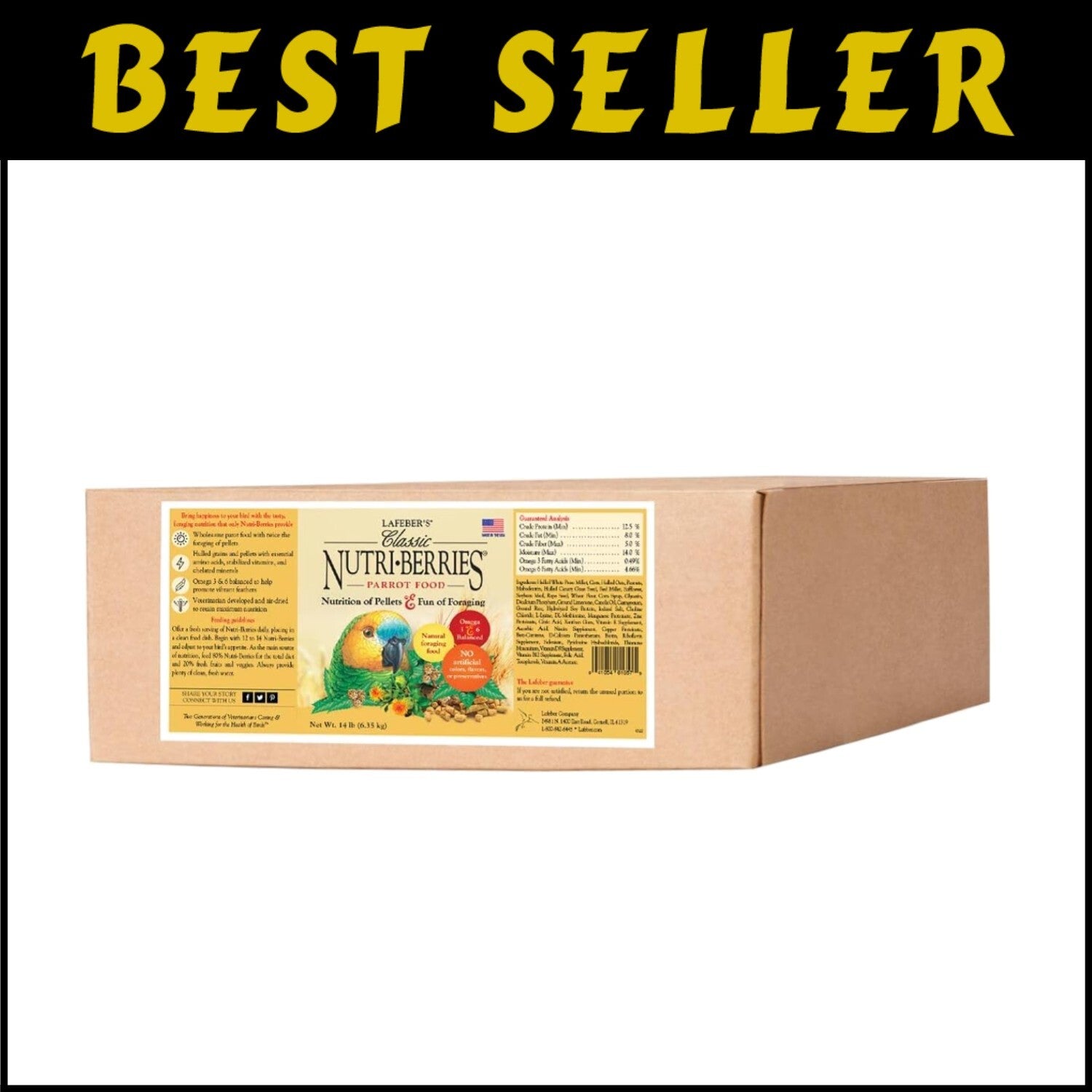 Classic Nutri-Berries for Parrots - Foraging-Friendly & Nutritious 14 lb Pack