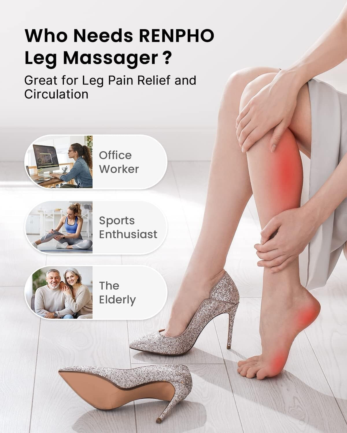 Effective Leg Massager with Heating Therapy for Ultimate Relaxation - Grey