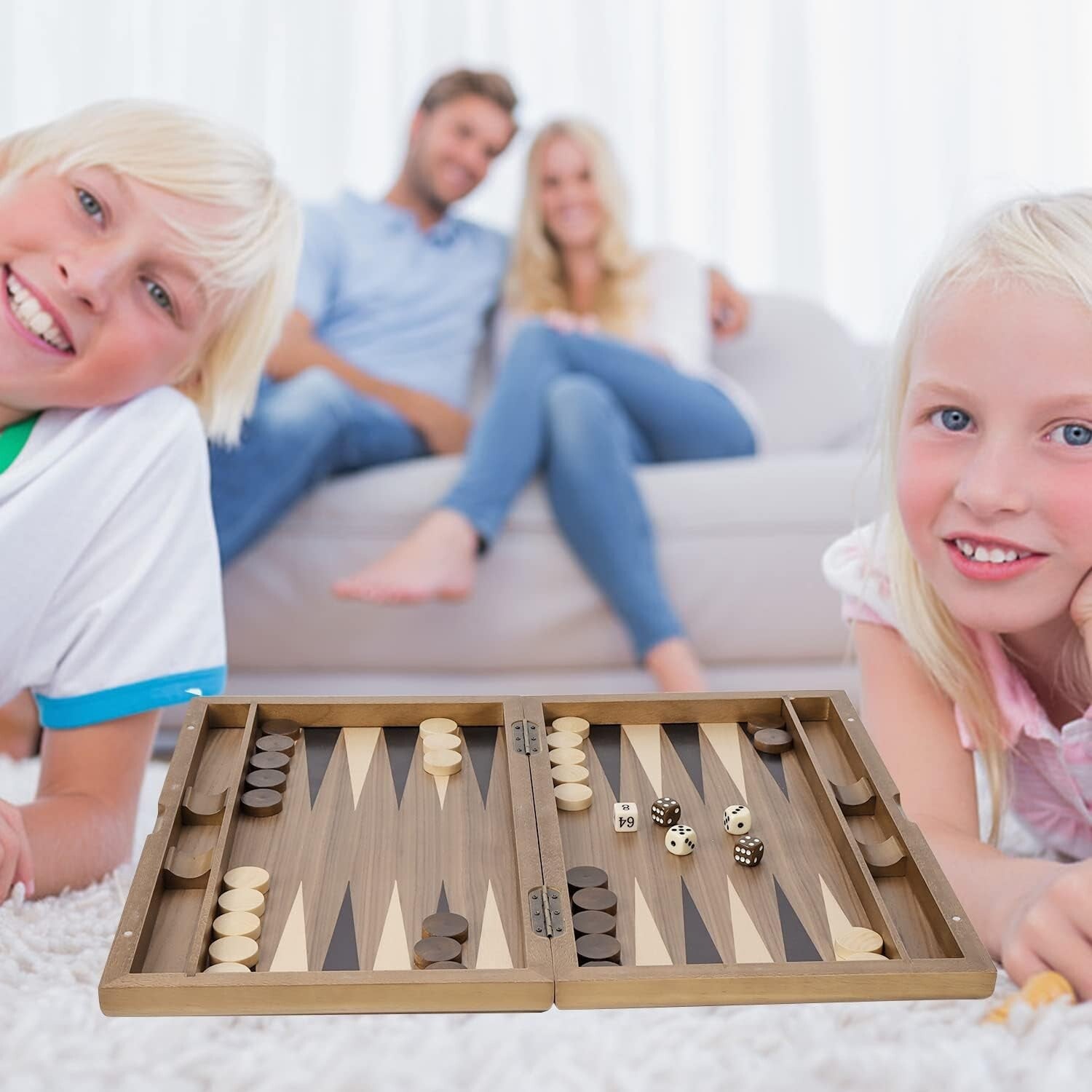 Elegant Wooden Backgammon Board - Complete 20.5" Folding Set with Pieces