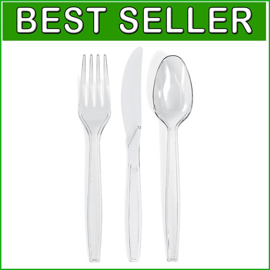 600-Piece Heavy-Duty Plastic Silverware Set for 200 Guests - Elegant Disposab...