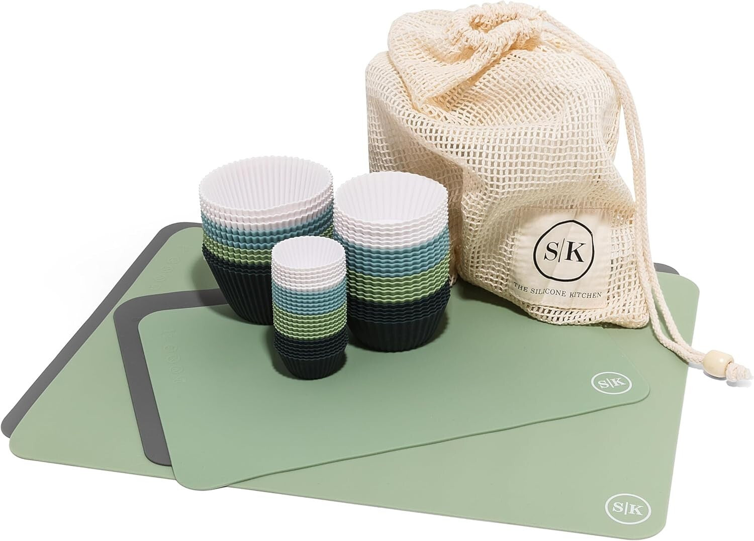 Elegant Silicone Baking Cups & Mats Gift Set - 64 Pieces in Beautiful Colors