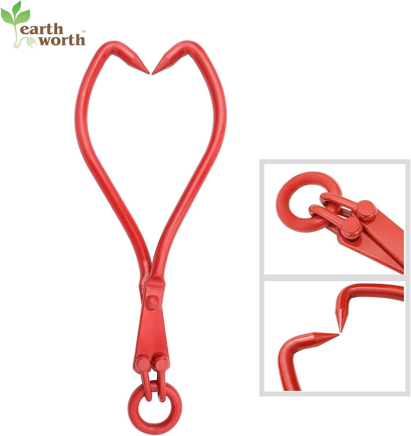 Bright Red 25-Inch Log Skidding Tongs with O-Ring - Ideal for Timber Transport