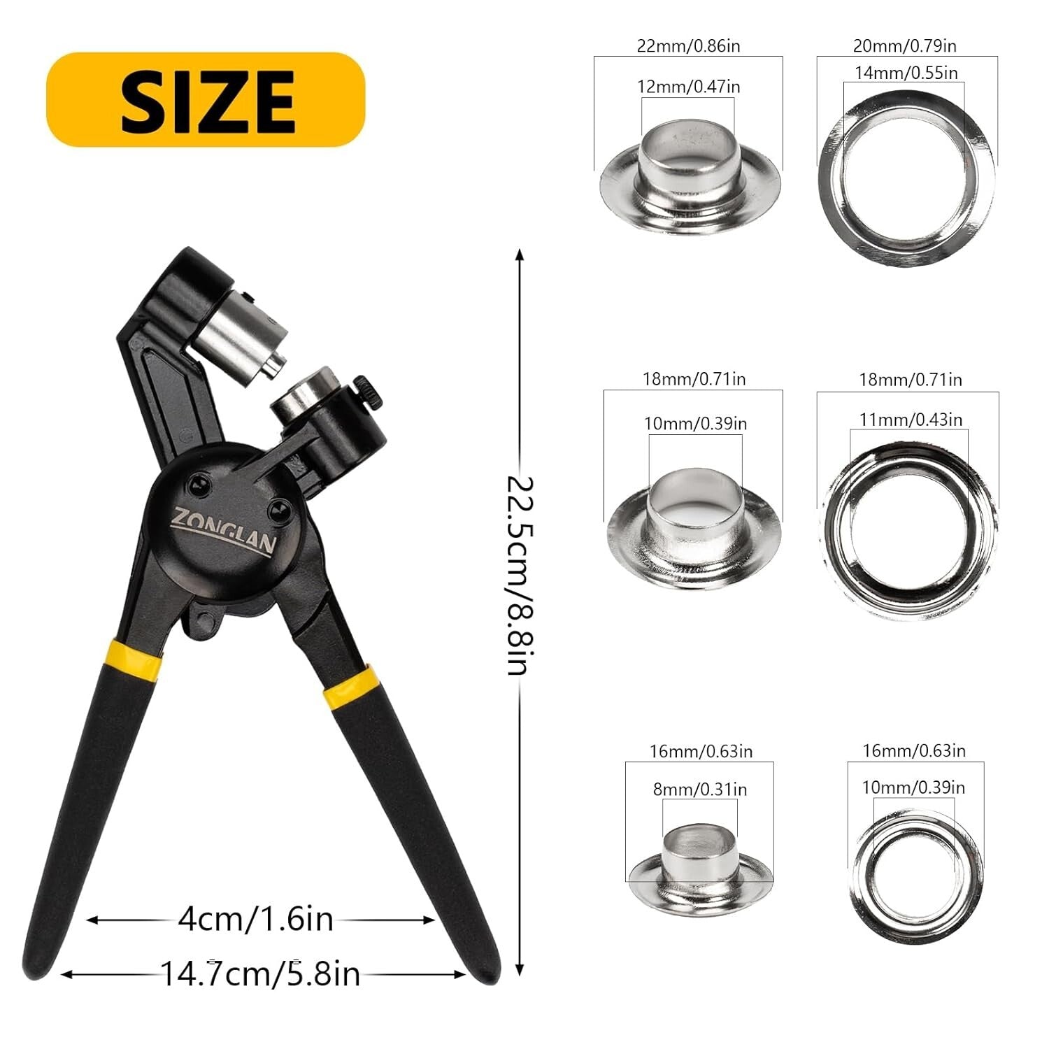 Professional Grommet Tool Kit - 900 Sets of Rust-Free Eyelets for DIY Projects
