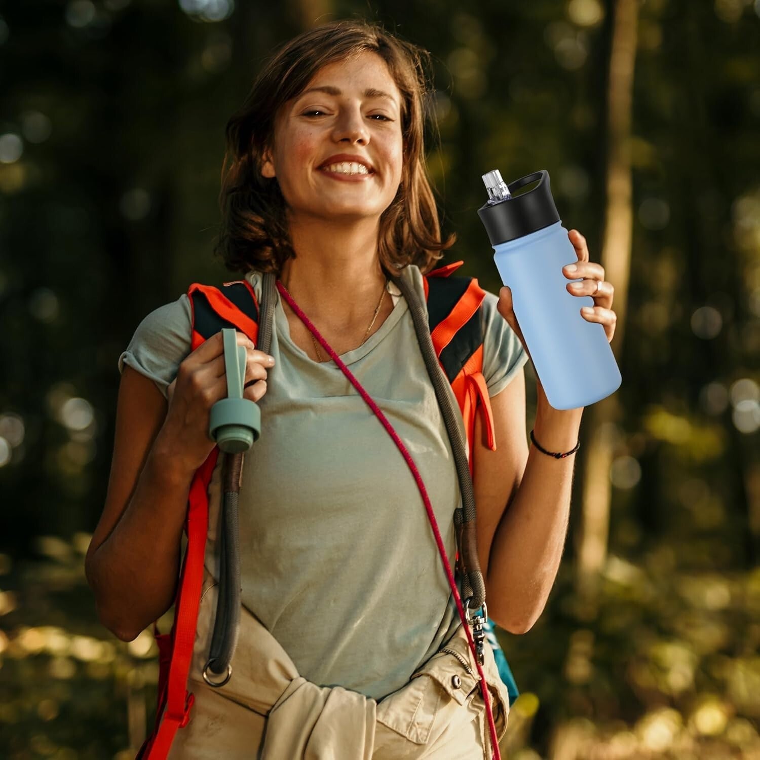 Double Wall Insulated 16 oz Water Bottles – Seafoam Kids Pack with Wide Mouth