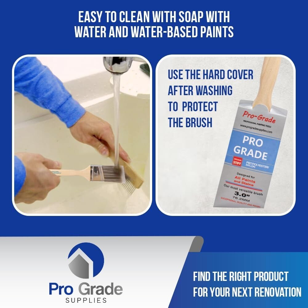 12-Pack 3" Angle Paint Brushes - Synthetic Bristles for Precision & Durability