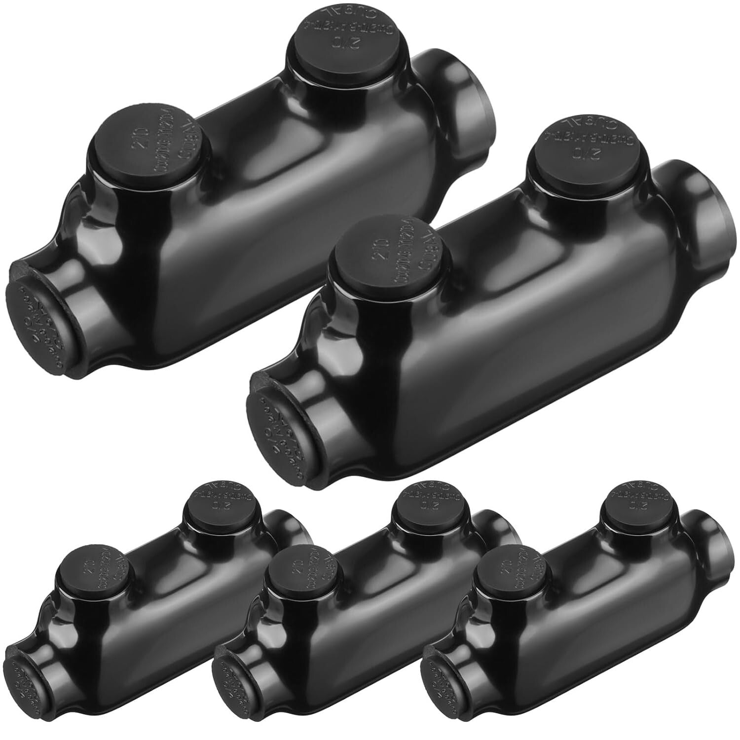 Durable Black Splice Connectors with Oxide Inhibitor - 5 Pack for 2/0-6 Wires