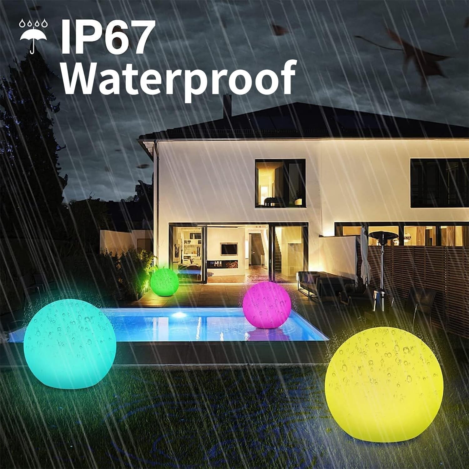 12-Inch RGB Color Changing Solar Globe Light - IP67 Waterproof Outdoor Elegance