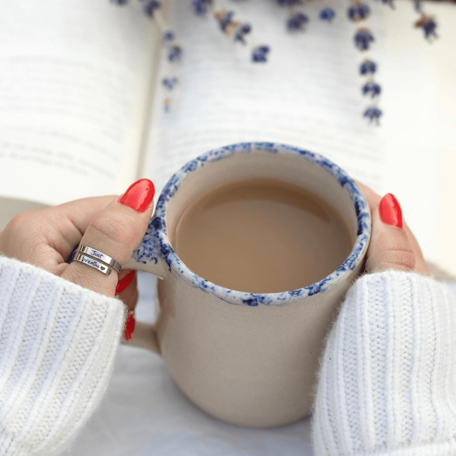 Stylish Just Breathe Ring – Adjustable and Skin-Friendly Stainless Steel Jewelry