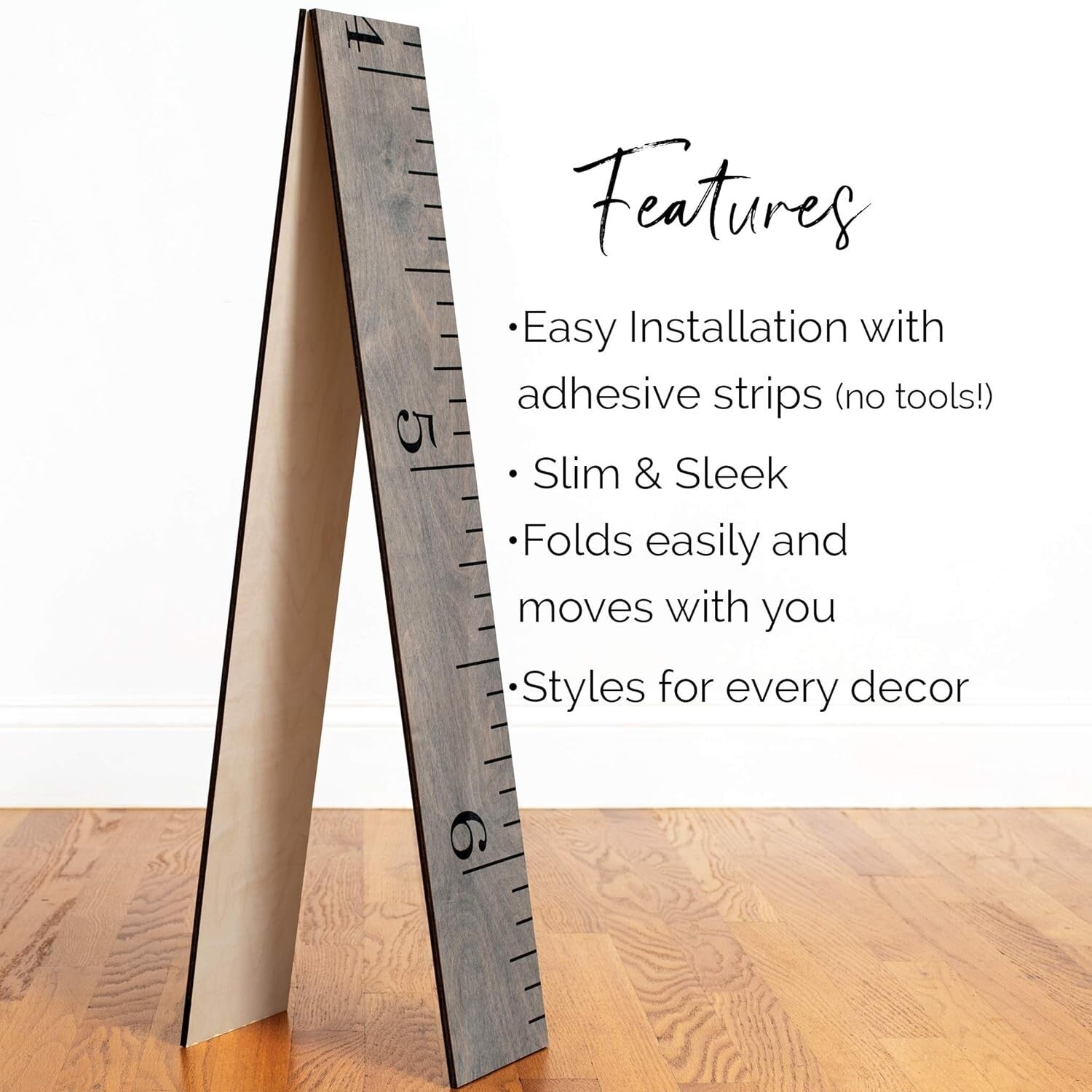 Durable 63" Wooden Growth Chart for Kids – Rustic Height Measurement Chart