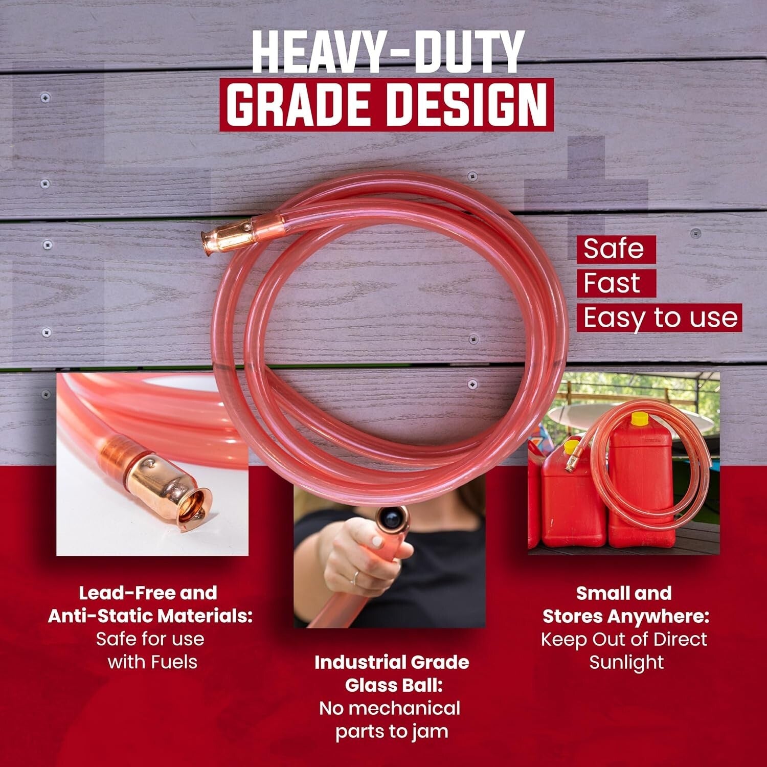Versatile Self-Priming Siphon 1” x 10' - Ideal for Fuel, Water, and Oil Transfer