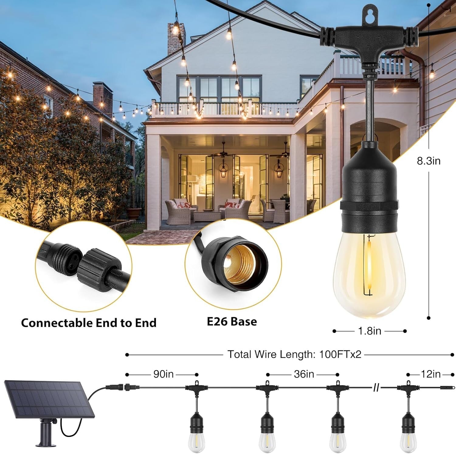 Dual-Pack Solar String Lights - 200FT Waterproof LED with Remote Control Options