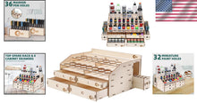 Load image into Gallery viewer, Lightweight Wooden Paint Storage Organizer with 4 Drawers and 32 Bottle Slots