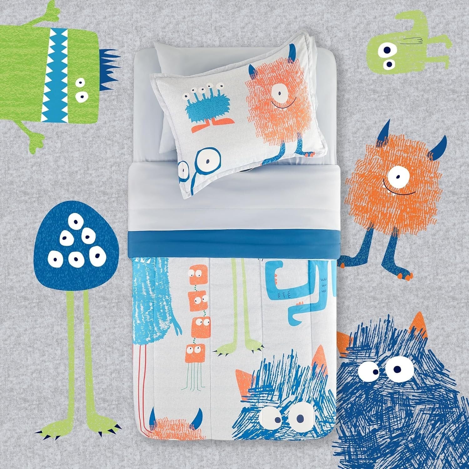 Cloud-Fluffy Kids Bedding Comforter Set - Full/Queen Multi-Piece with Monsters