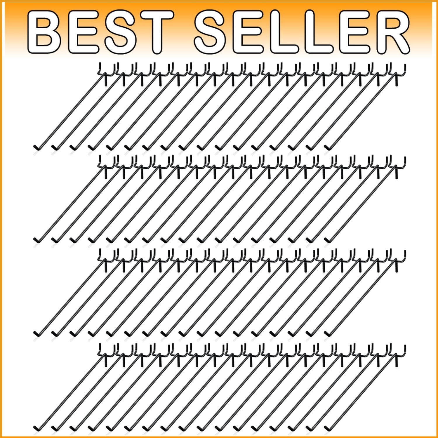 Durable 10-Inch Pegboard Hooks in Black - 100 Pcs for Home & Garage Organization