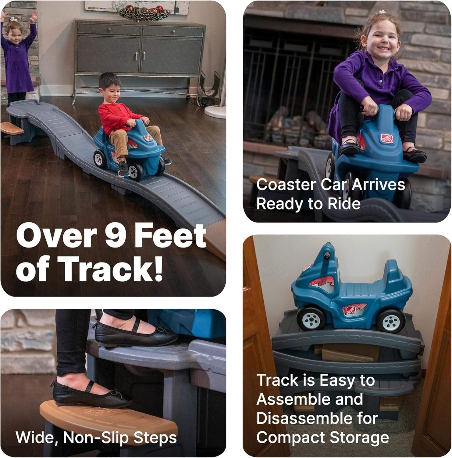 Durable Kids Roller Coaster Playset with 9-Foot Track - Safe Fun for Toddlers