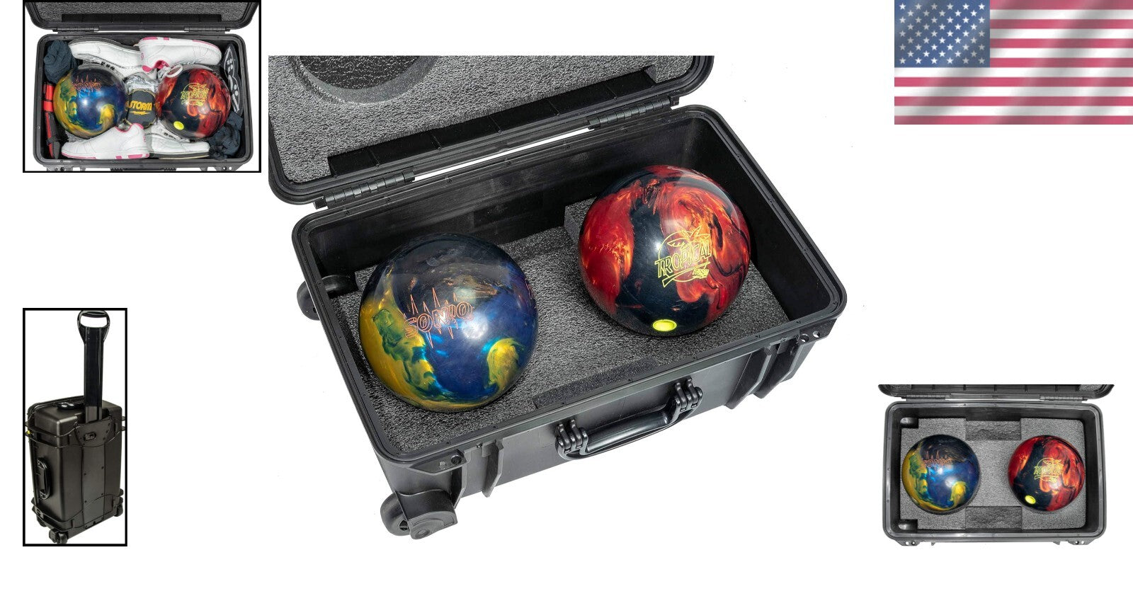 Wheeled Travel Bowling Ball Case with Custom Foam Insert for Maximum Protection