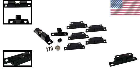 6 Pack Solid Brass Double Ball Catch - Matte Black, Adjustable & Silent Closing