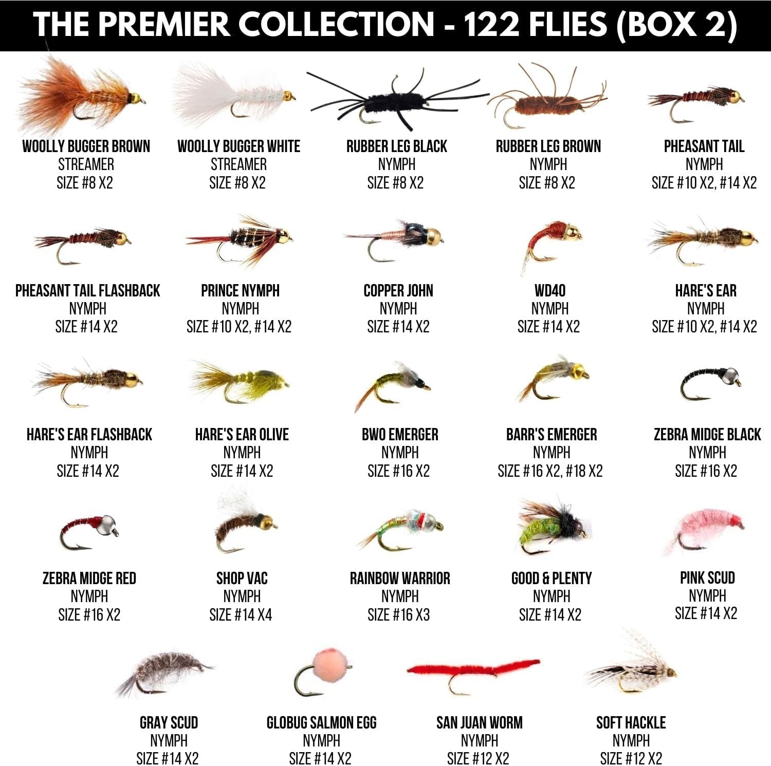 122 Premium Hand Tied Fly Fishing Set with 2 Boxes - Trout & Bass Assortment