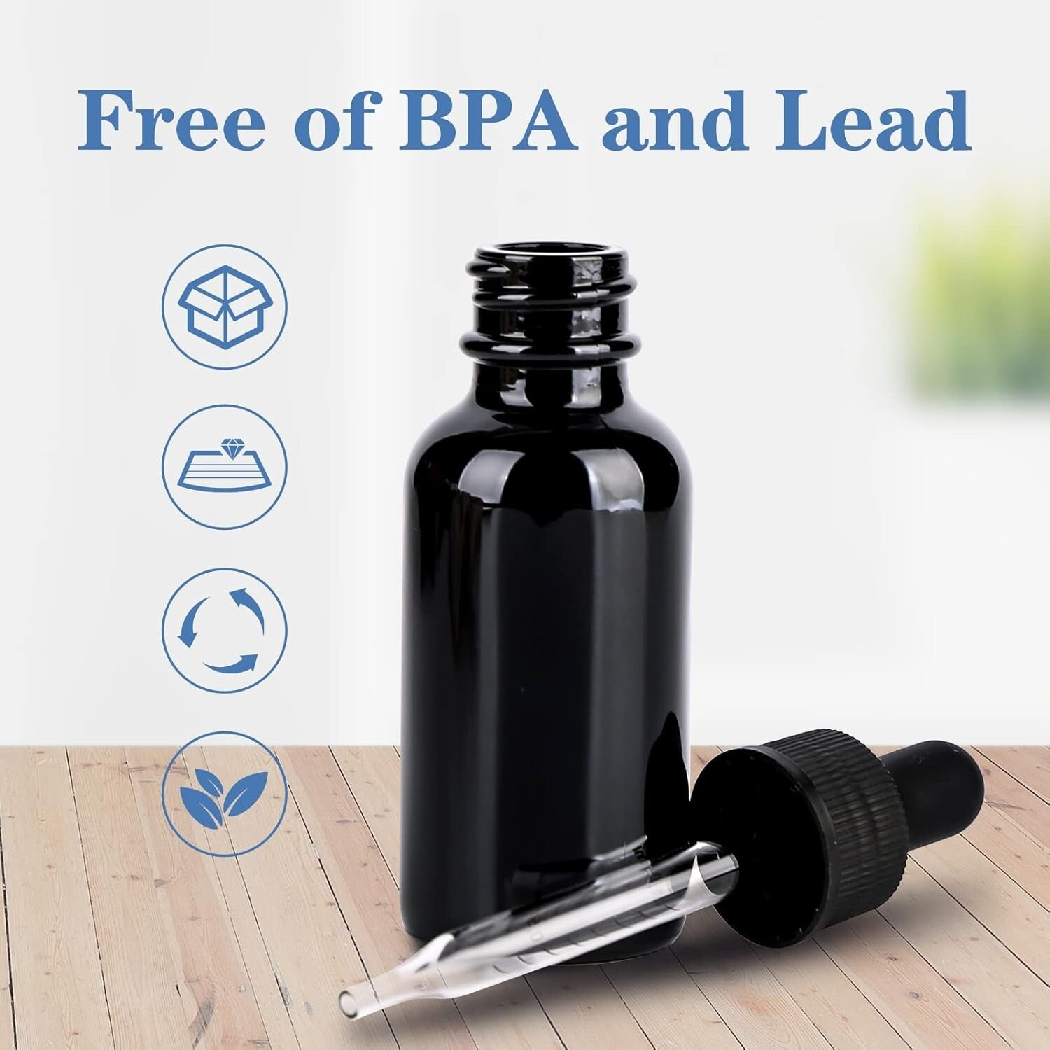 Secure 48-Pack Black Glass 1 oz Dropper Bottles - Essential Oils & Travel Ready