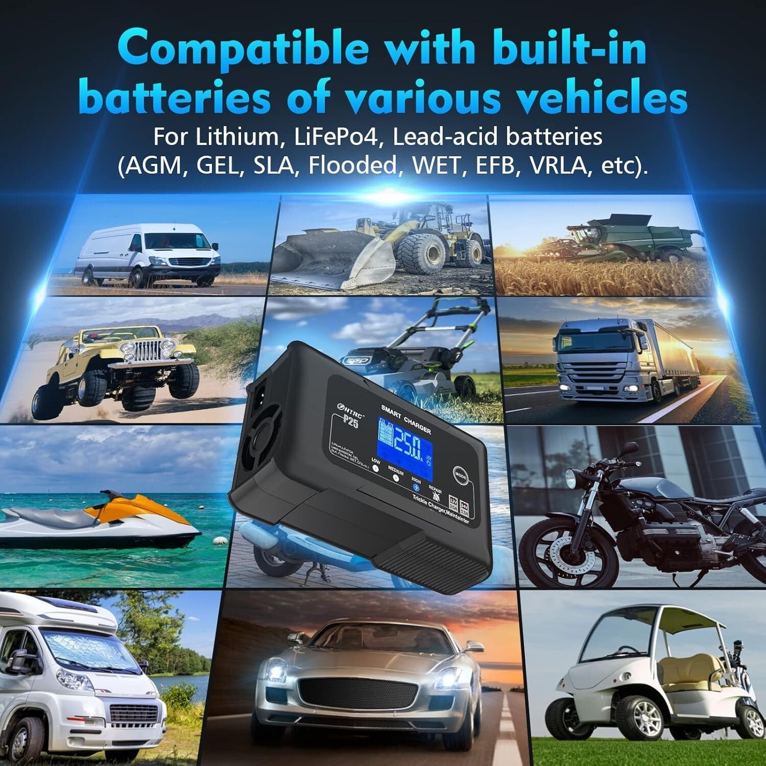 Rapid 25-Amp Smart Trickle Charger: Safe Battery Maintenance for Every Vehicle