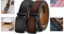 Load image into Gallery viewer, Men's Leather Ratchet Belts 2 Pack - Stylish and Adjustable Fit for Any Occasion