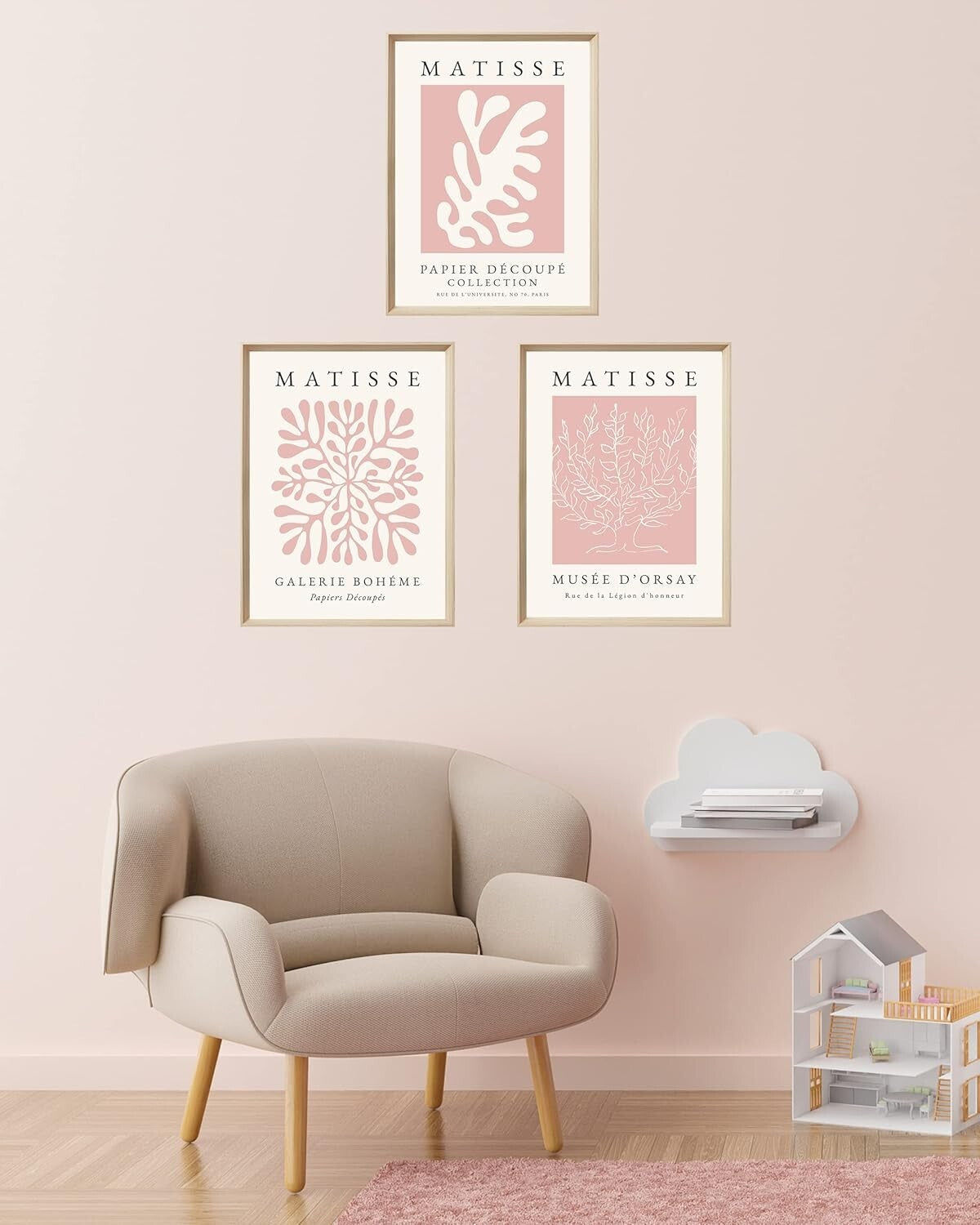 Elegant 16x12 Framed Matisse Wall Art Set in Pastel Pink - Perfect Home Accent