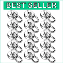 Load image into Gallery viewer, Neodymium Magnetic Hooks - 15 Pack, 110LBS Load, Perfect for Organizing Spaces