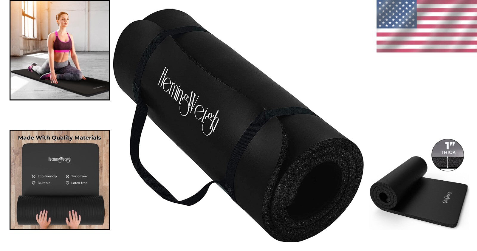1-Inch Extra Thick Non-Slip Yoga Mat - Lightweight & Portable for Home Workouts